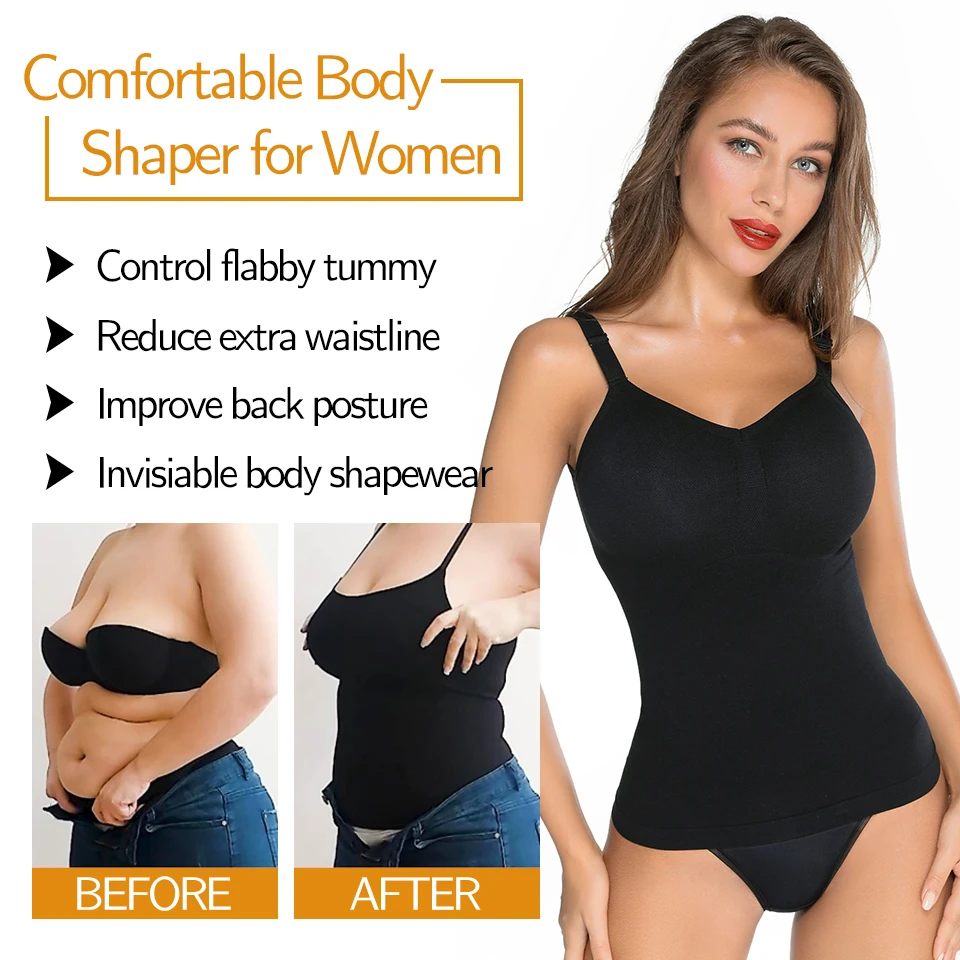 Women Shapewear Camisoles Waist Trainer Body Shaper Tummy Control Tank Tops Compression Undershirts Slimming Underwear Camisole