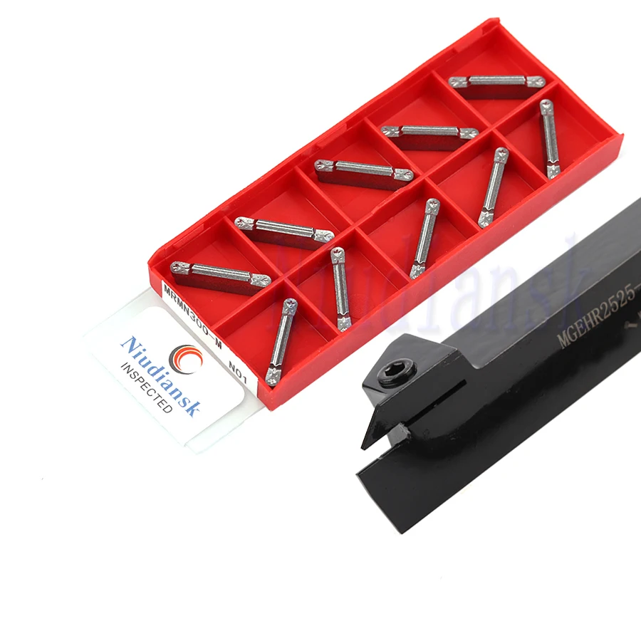 

MGEHR2525 MGEHL2525 Straight Shank External Grooving Tool Holder +10pcs MRMN200 MRMN300 MRMN400 Carbide Inserts Cutting Tool Set