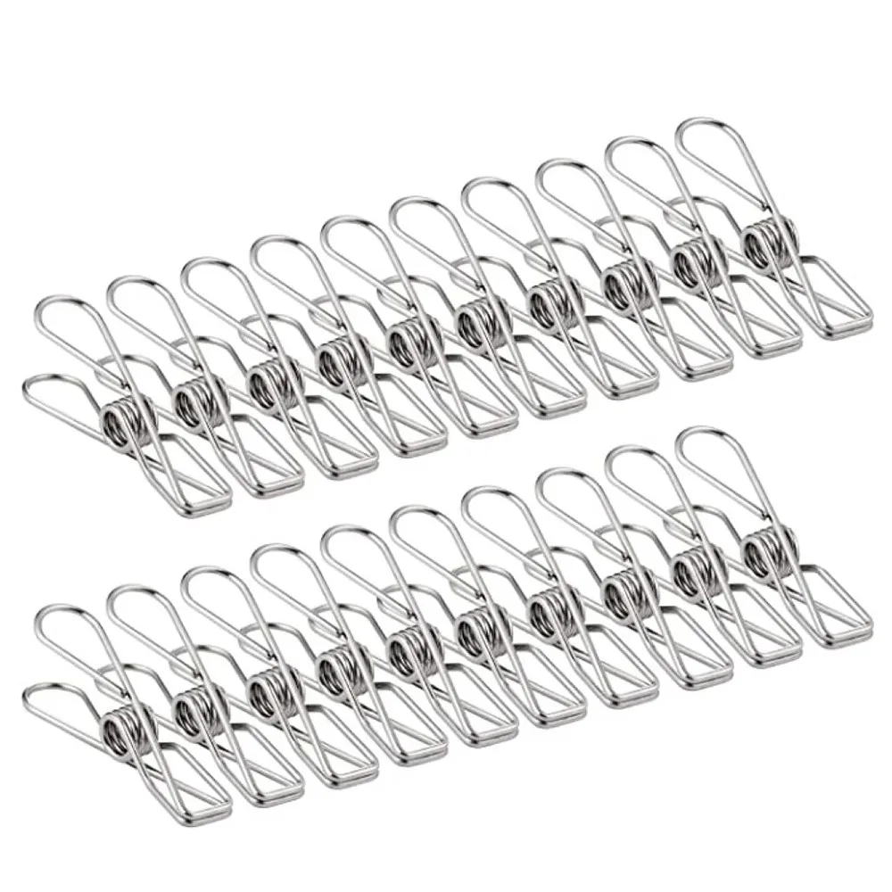 100pcs Clothes Pegs Stainless Steel Clothespins Drying Towels Socks Clothing Clamp Bedspread Hanger Clip Laundry Cloth Pins