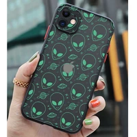 cartoon alien shockproof phone case for iphone 7 8 plus 13 12 11 pro max 12 mini xs max x xr se2020 cute camera protection cover