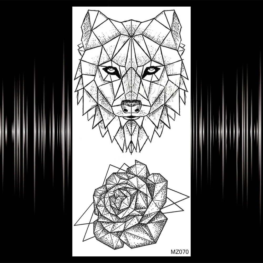 Временная татуировка Watercolor Fox Flash с розовыми цветами для женщин на руку или ногу.