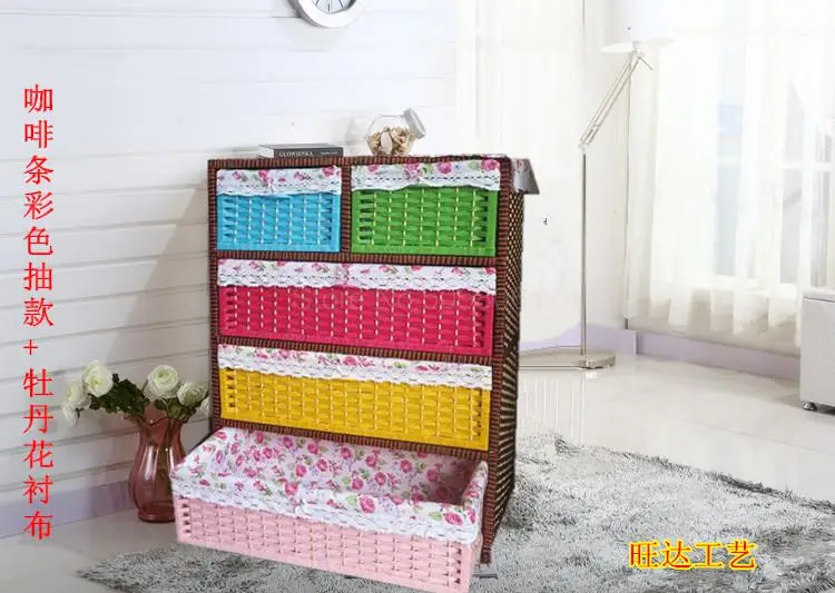 Утолщенный большой ротанговый прикроватный шкаф детский для малыша комод с