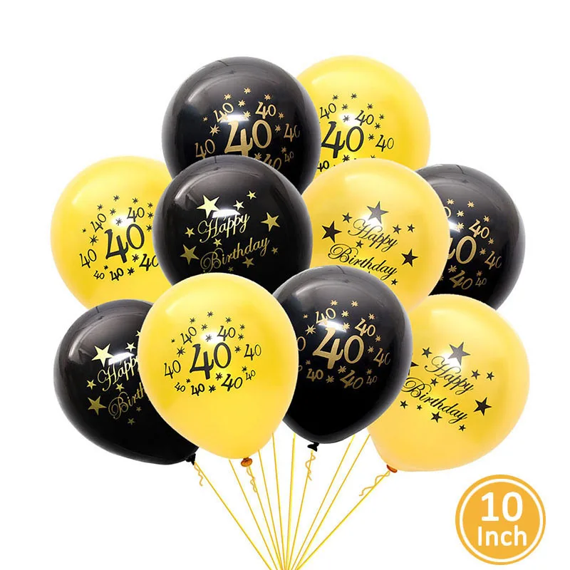 40th birthday 20 шт. 10 дюймов золотой черный с днем рождения гелиевый воздух латексные воздушные шары 30 40 50 60 лет взрослые вечерние украшения баллон 30th 50th - Цвет: 40th birthday