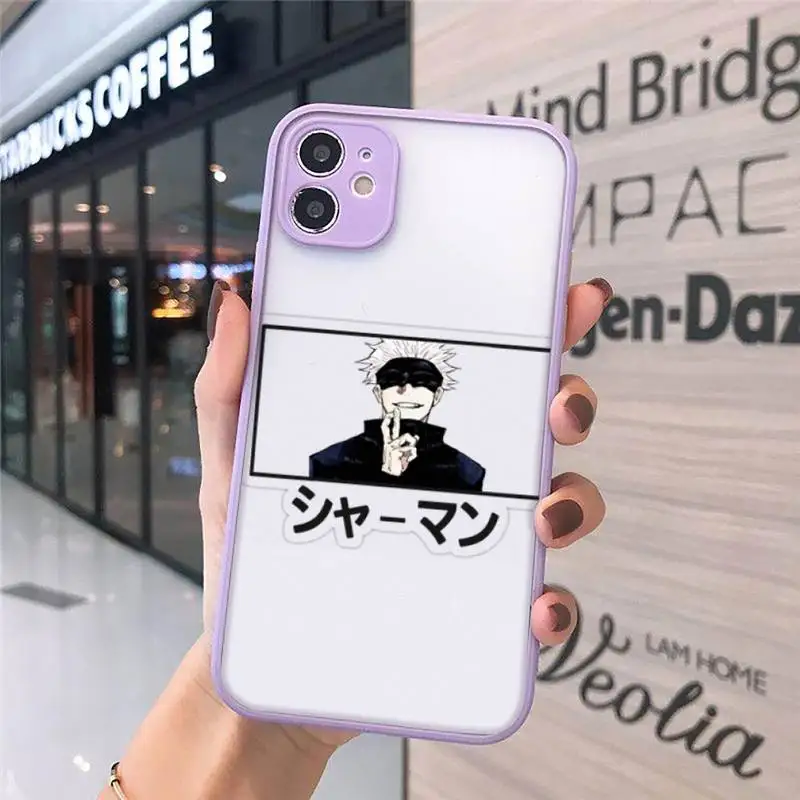 

Jujutsu Kaisen Satoru Gojo anime Phone Cases matte transparent For purple iPhone 7 8 x xs xr 11 12 pro plus max mini