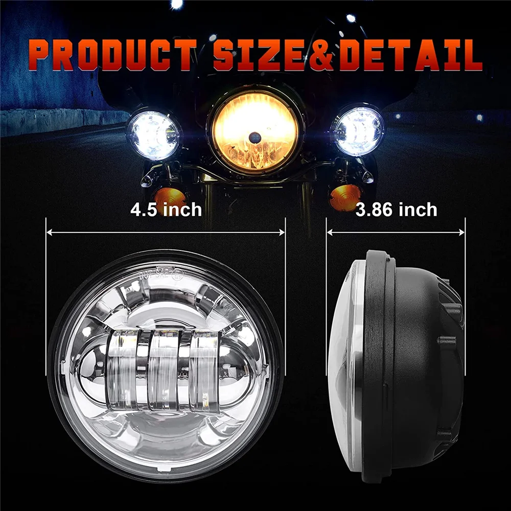 4 5 дюймов Харли светодиодная противотуманная фара мотоцикла Хром Черный