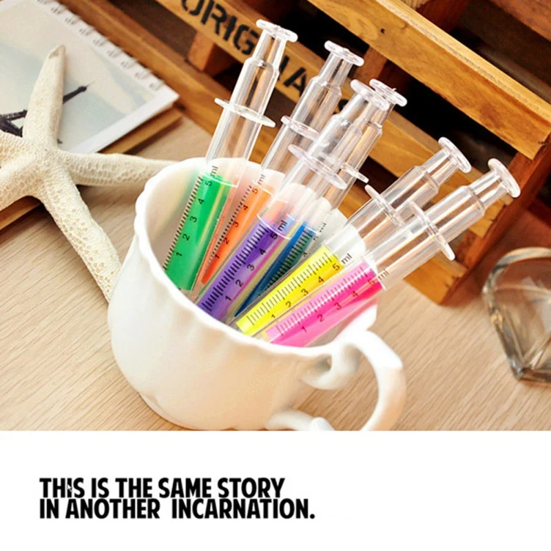 Новинка милый креативный цветной шприц с имитацией школьные принадлежности для