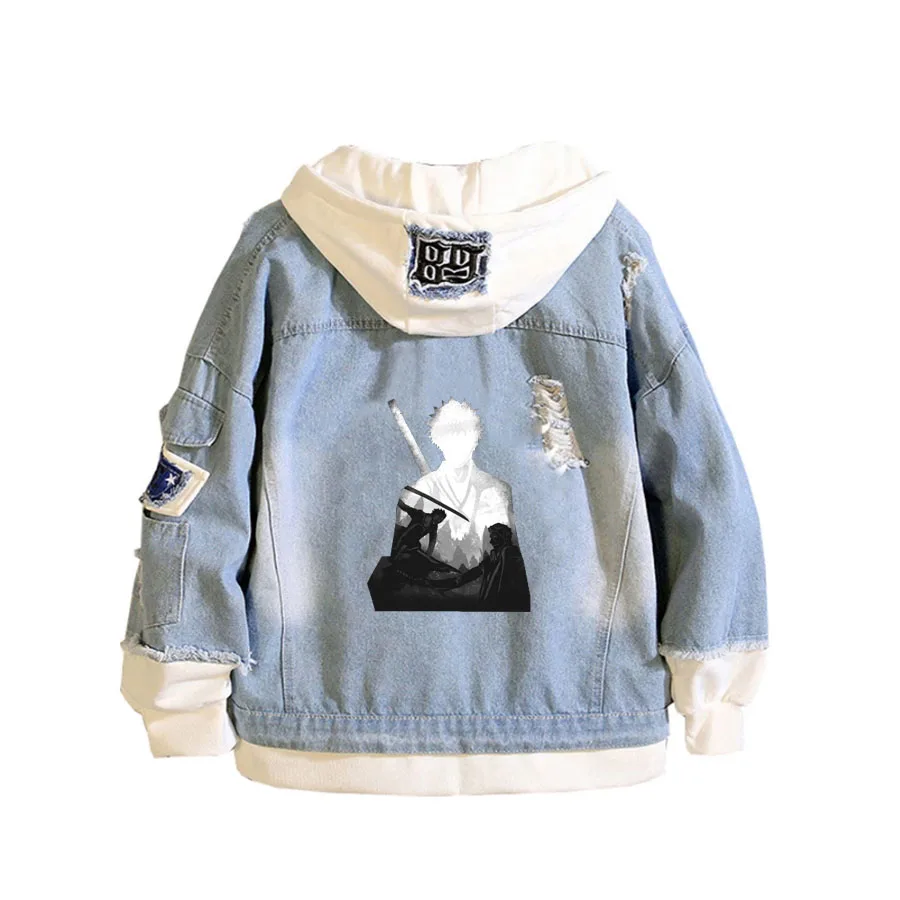 

Anime Bleach Coat Teens cowboy Cosplay Jacket Men Women Casual Denim Hooded Loose coat Cartoon Hooded
