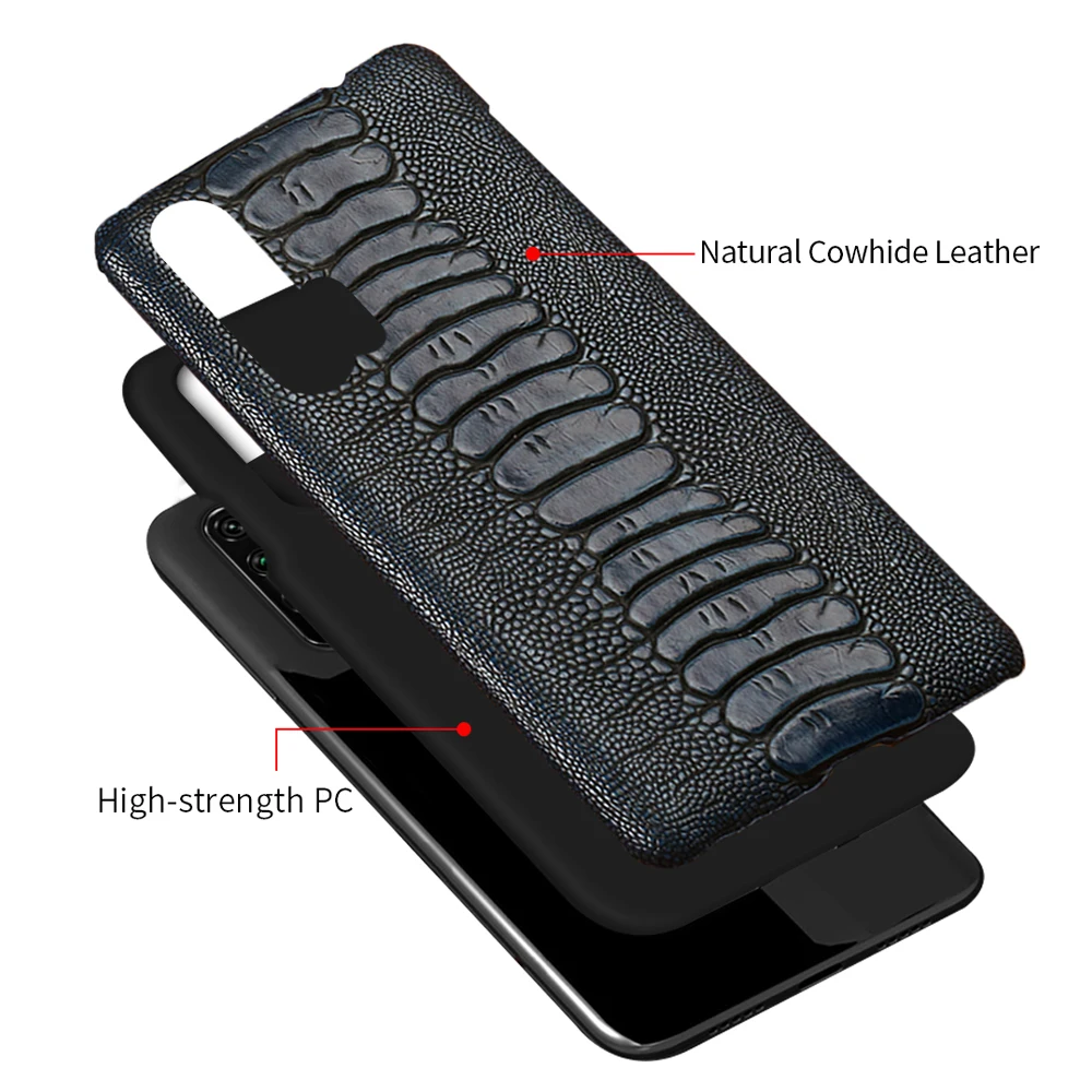 

Genuine Leather Ostrich Grain Cover Case For Honor 20 Pro 10i 20i 30S 30 Pro 10 9 Lite For 10X 9X 8X Note 10 V30 Pro V20 V10 V9