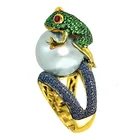 Кольцо в виде прыгающей лягушки Huitan, кольца, подарок на день рождения, для детей, шероховатая поверхность, кольцо с искусственным жемчугом