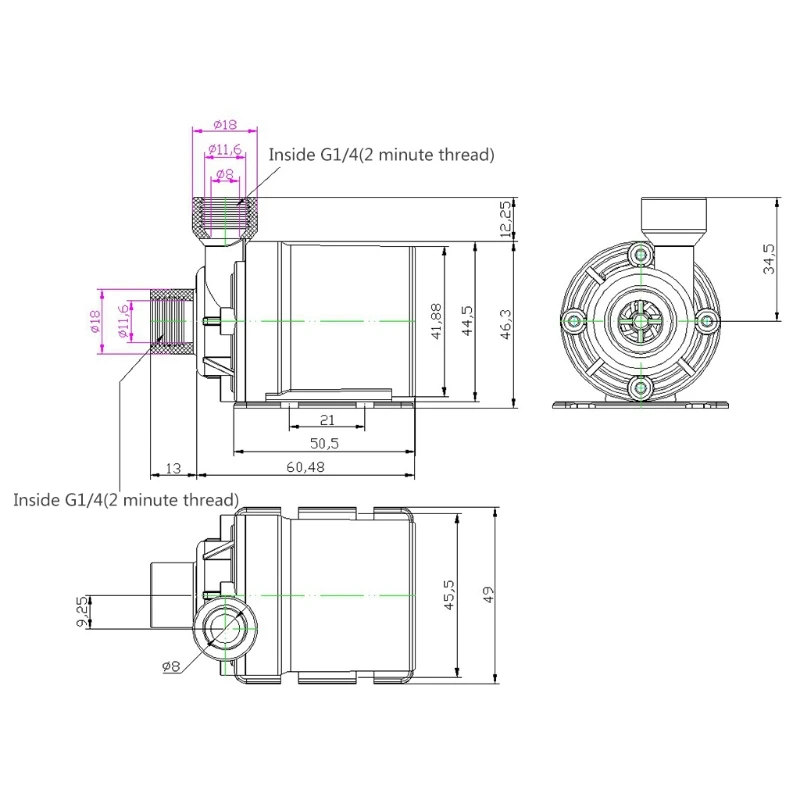 800L/ч 5 м DC 12V Солнечный безщеточный Водяной циркуляционный насос для воды с 4p