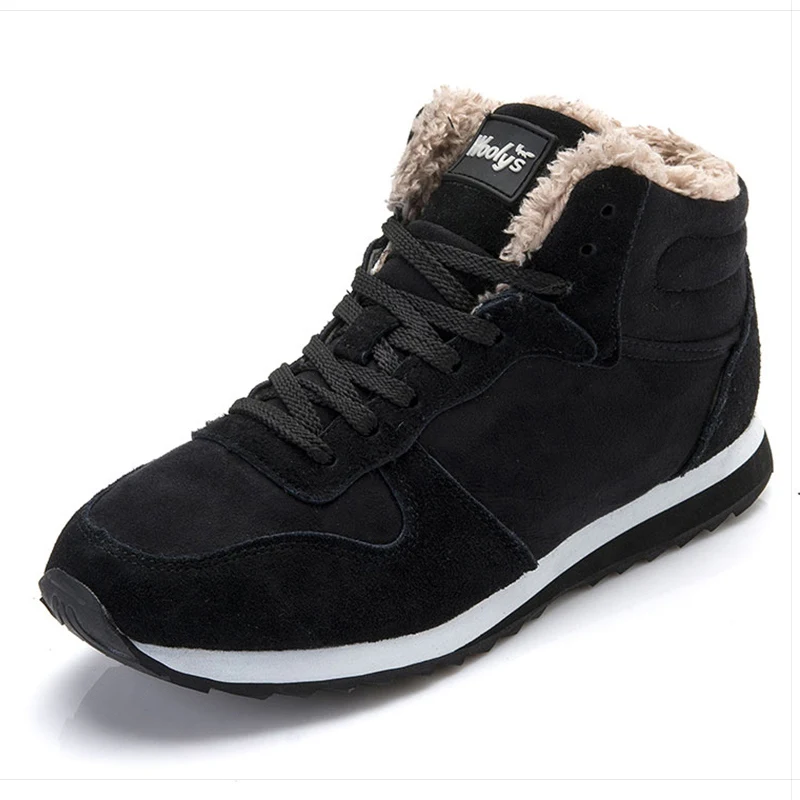 Men Boots New Men'S Winter Shoes Fashion Snow Plus Size Sneakers Ankle Black Footwear | Обувь