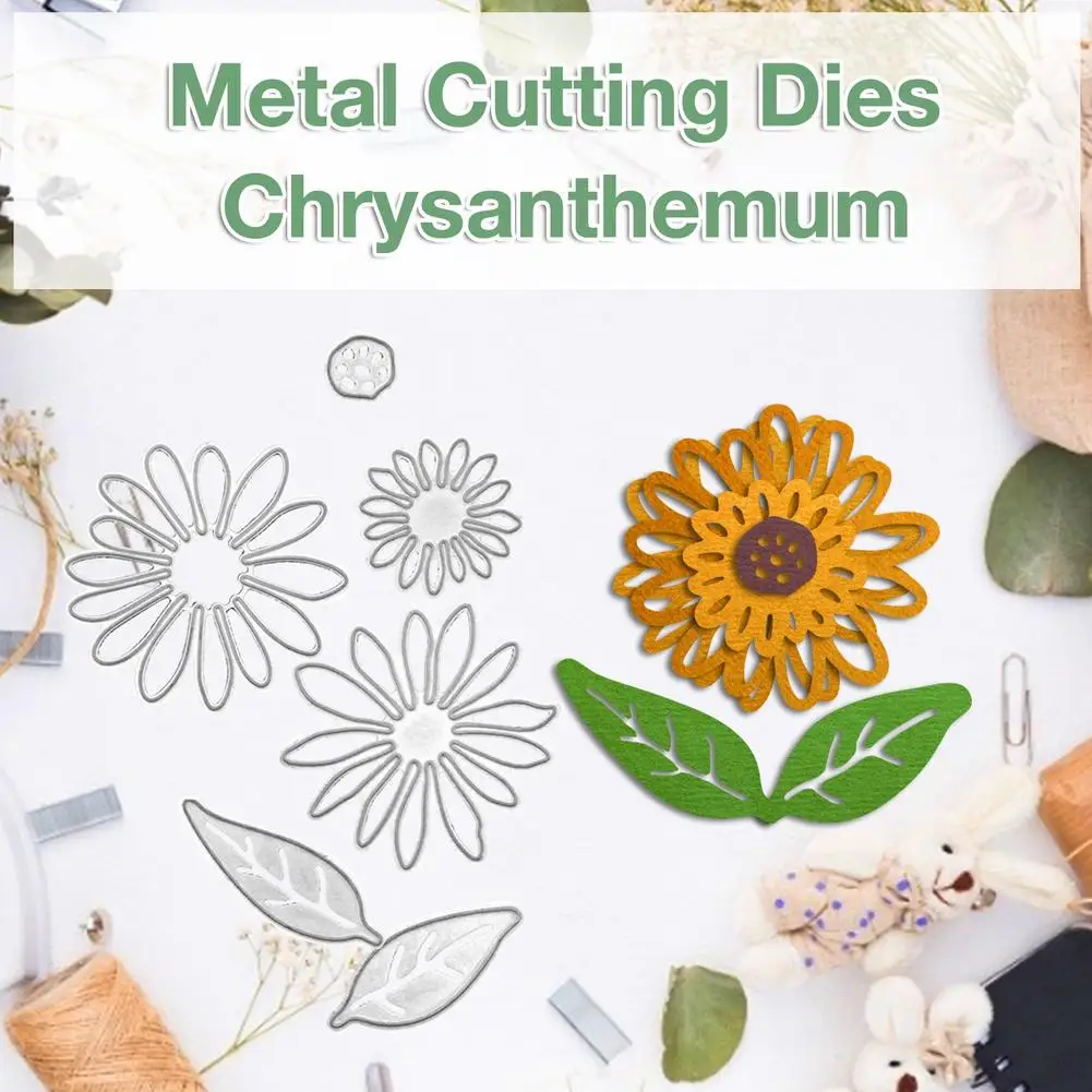 

Metal Cutting Dies 4 Pcs Chrysanthemum And Leaf DIY Scrapbooking Album Decoration Embossing Paper Card Craft 83*72 Mm