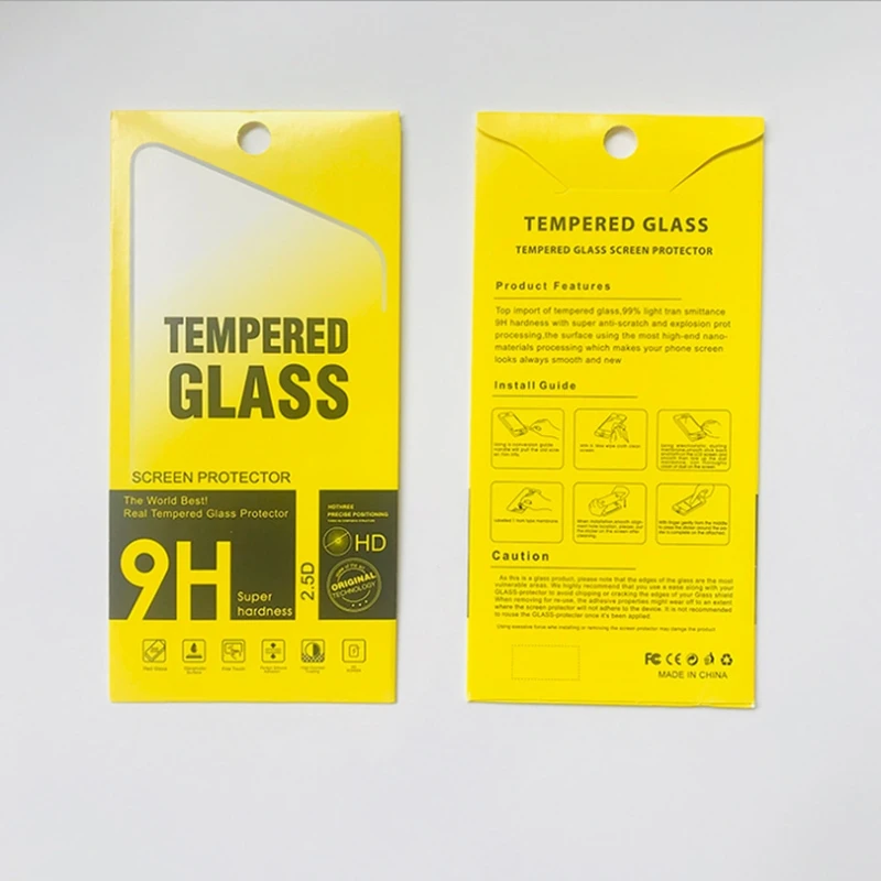 200pcslot 17587mm green universal paper retail package packaging box for cell phone 9h tempered glass screen protector film free global shipping