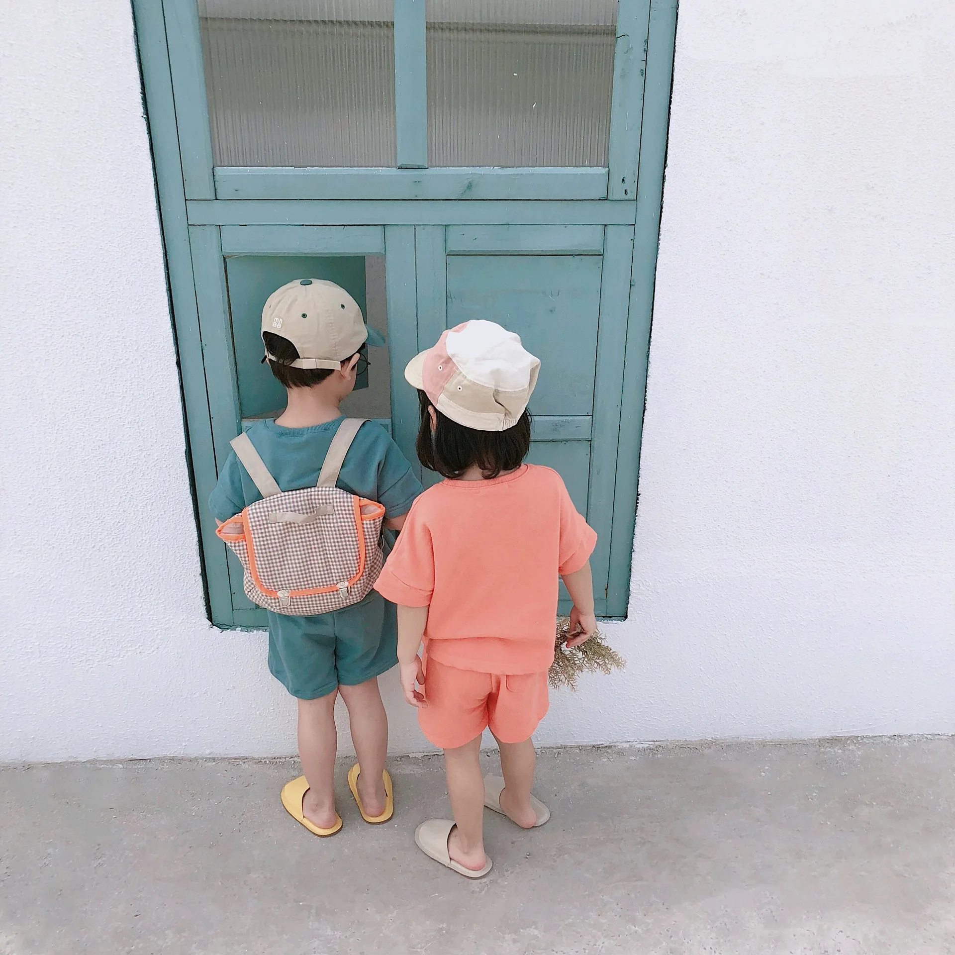 Летние комплекты одежды в Корейском стиле с рисунком для мальчиков и девочек 2020