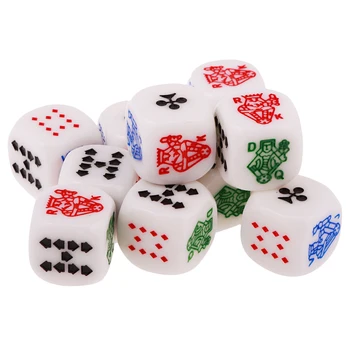 Pack of 10pcs High Quality Acrylic 16mm Six Sided Poker Dice for Casino Poker Card Game Favours 5