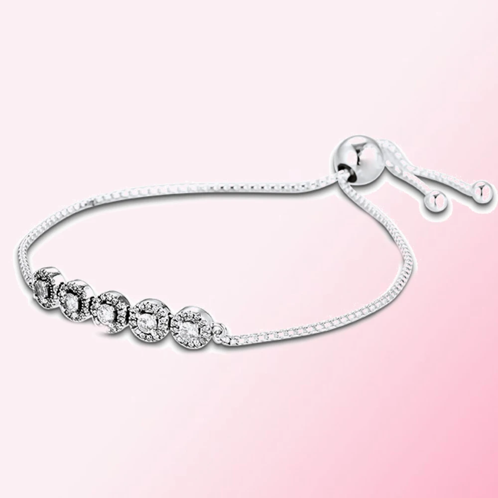 

100% 925 Sterling Silver Round Slider Bracelet 2019 Winter Women Fashion Jewelry Fit DIY Beaded Charm Factory