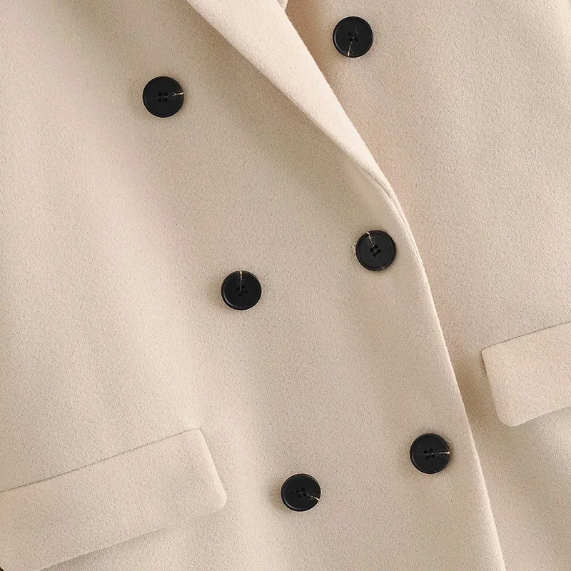 

Autumn Winter Women ZA Woolen Coat Turn Down Collar Double Breasted Long Wool Coat Camel Women Warm Coat Casaco Feminino