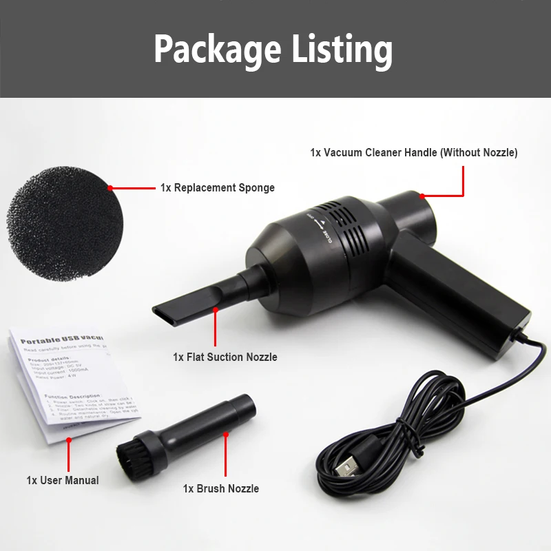 

Portable Mini USB Vacuum Cleaner Dust Collector Handheld Cleaning Kits Tools For Home Car Computer Keyboard Pet House