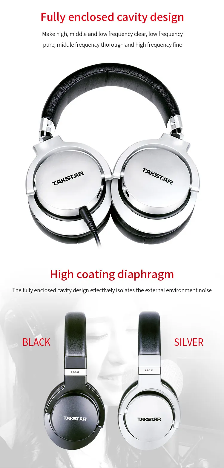 Takstar PRO 82 профессиональные мониторные наушники стерео Hi-Fi гарнитура для записи музыки высокая оценка pro 82