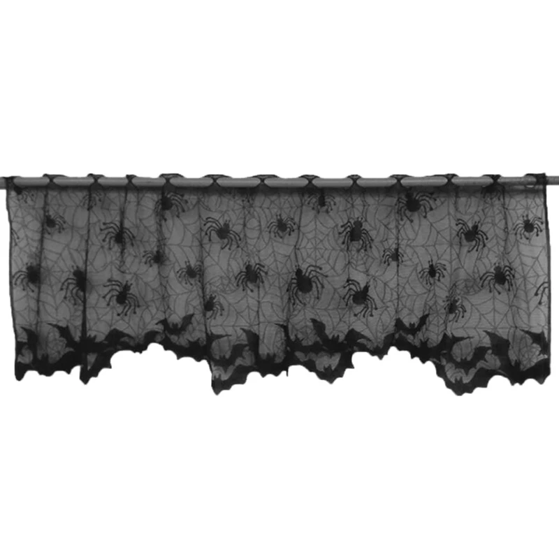 1PC Halloween Lace Bat Spiderweb Lamp Shade Topper Curtains Swag Haunted Home Decor | Дом и сад