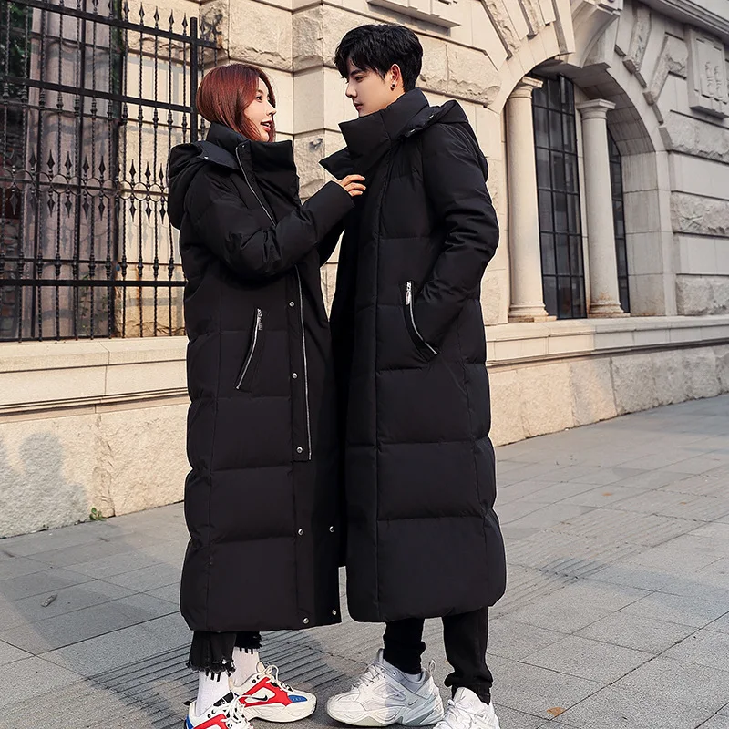 2020 winter new Korean couple s down jacket women s knee length men s thickened slim large size coat