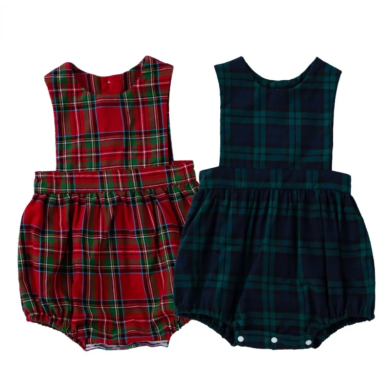 

Baby Girls Clothes Plaid O-neck Sleeveless Rompers Soft Cotton Bodysuits For Newborn Casual Autumn Winter Outerwear 0 1 2 Years
