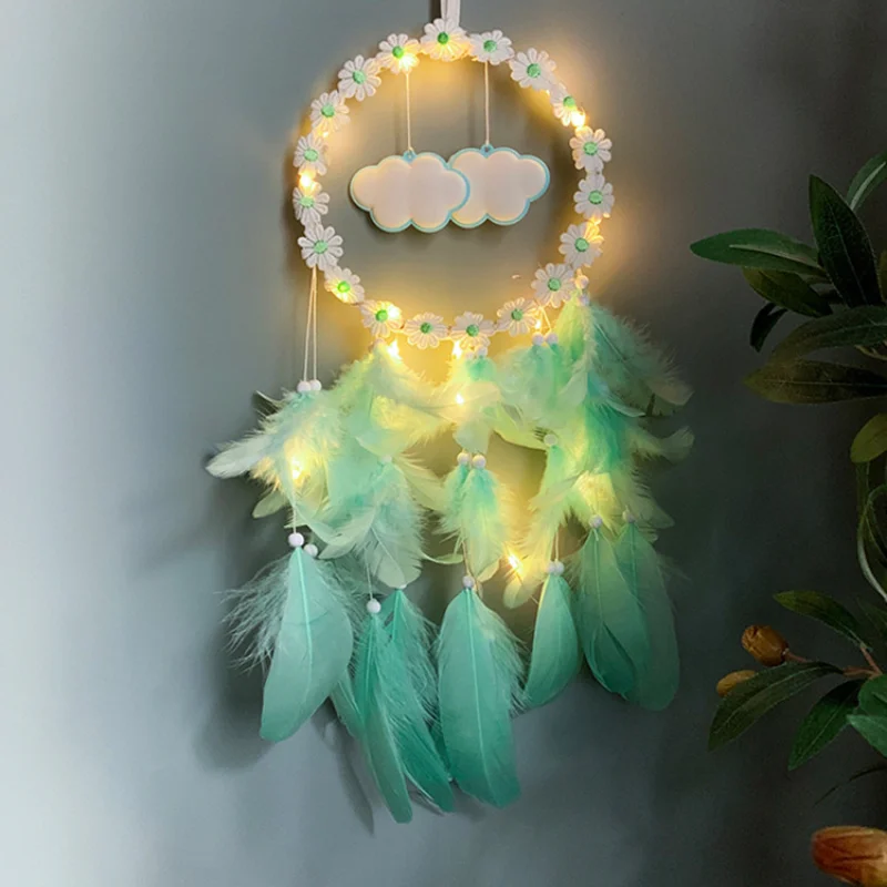 

Flower Led Light Feather Leds Lights Fashion Indoor Girl Bedroom Cloud Pendant Creative Window Decoration Cute Holiday Guirlande