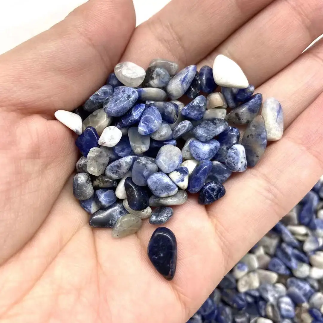 

200g 5mm-7mm Natural Blue Sodalite Gravels Crystal Chips Tumbled Polishing Stone For Home Decoration