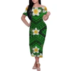 Женское летнее платье-макси с принтом в виде гибискуса