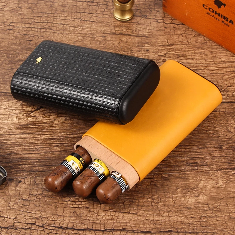 COHIBA гаджет, чехол для сигар, кожаный чехол для путешествий, карманный, кедровое дерево, держатель для сигар, с резак для сигар, подарочная коробка