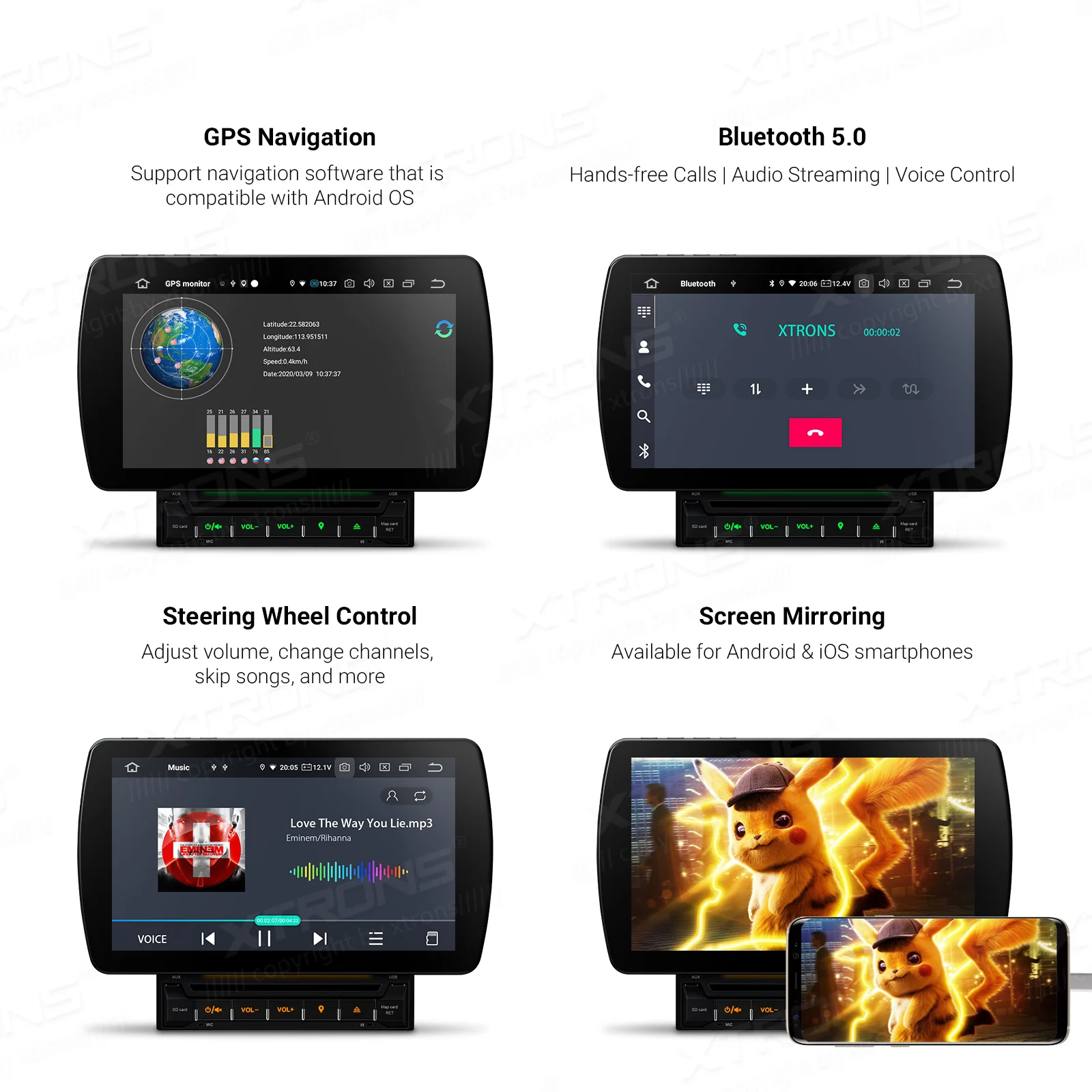 XTRONS 10 1 ''антибликовый Android 0 PX6 Универсальный 2 Din Автомобильный мультимедийный