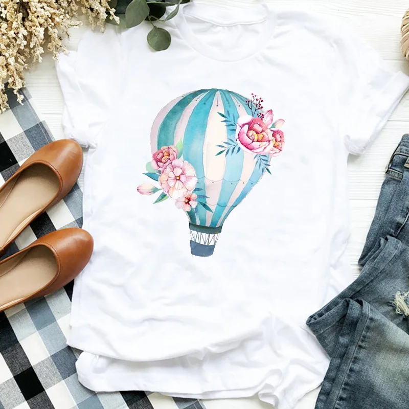 

Women Lady 90s Watercolor Cartoon Ice Cream Beach Floral Print T Tee Womens Tshirt Female Shirt Clothes Top Graphic T-shirt
