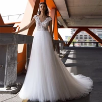 v neck lace appliques a line wedding dresses custom sleeveless tulle bridal gowns princess long bride gowns garden ladies