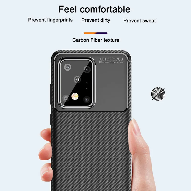 Чехол для телефона Samsung Galaxy S20 Ultra Plus чехол из углеродного волокна Мягкий силикон