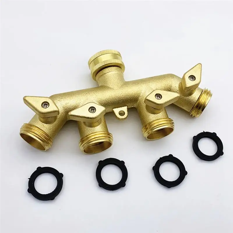 

1pcs Garden Hose4 Way Hose Splitter Brass Water Hose Connector Heavy Duty Faucet Splitter For Garden Irrigation Watering System