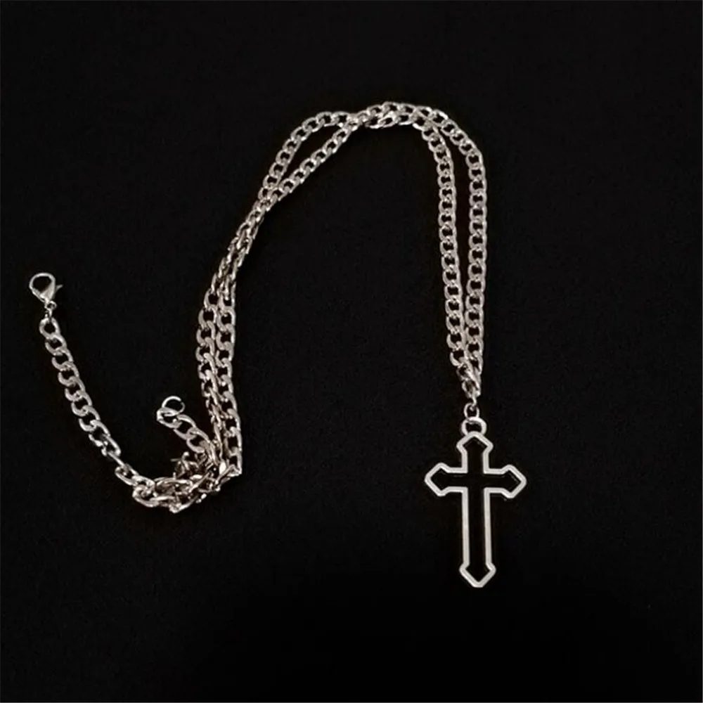 

South Korea ins dark gothic cold wind Japanese rose god cross pendant chain necklace jewelry accessories men and women gifts