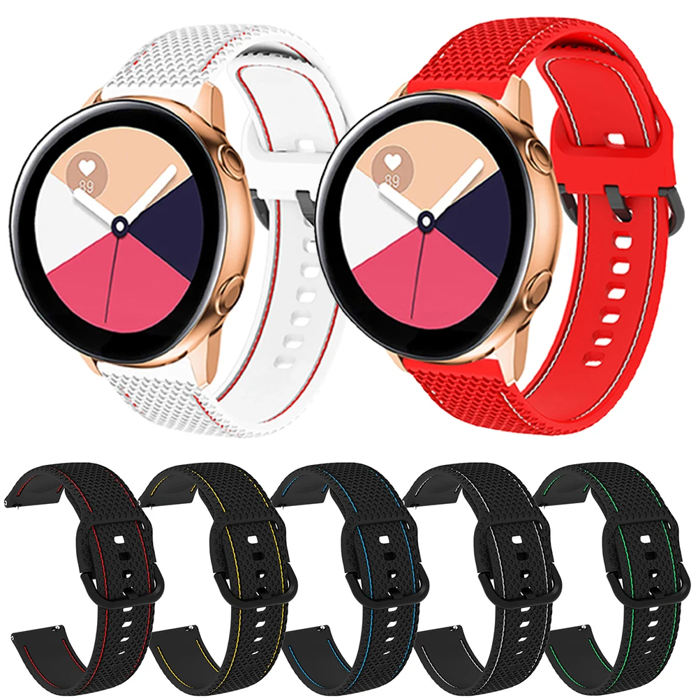 

WatchStrap For Samsung Galaxy watch active 2 40mm 44mm Galaxy 42mm 3 41mm Smart Band 20MM Soft Silicone Bracelet WirstStrap Belt