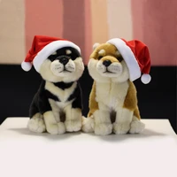 cute soft japanese shiba inu plush toy real life dog puppy stuffed animal toys w red hat christmas gifts for kids
