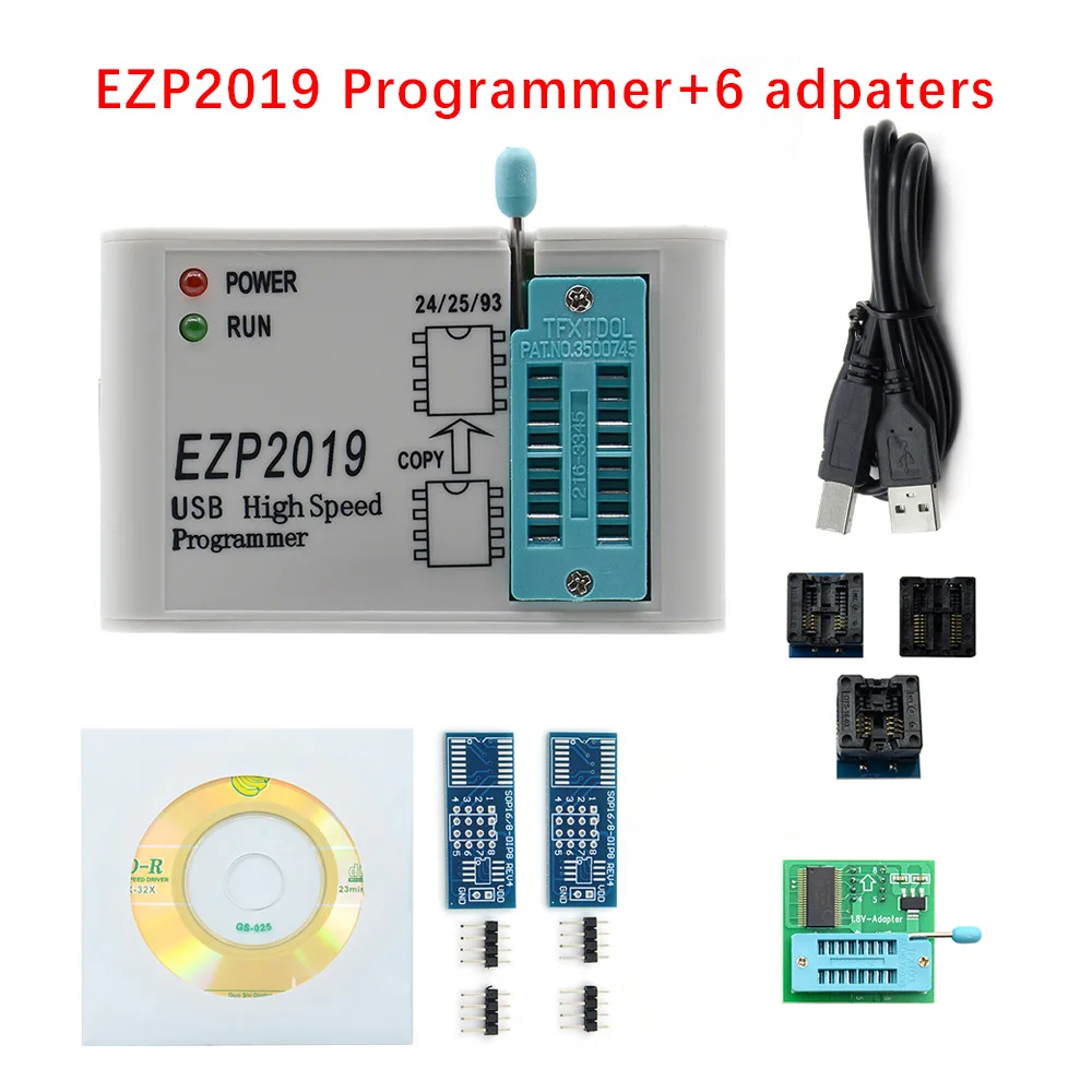 with 6 adapter Высокая скорость EZP2019 USB SPI программист лучше, чем EZP2010 2011 поддержка 24 93 EEPROM Флэш-биос - Цвет: with 6 adapter