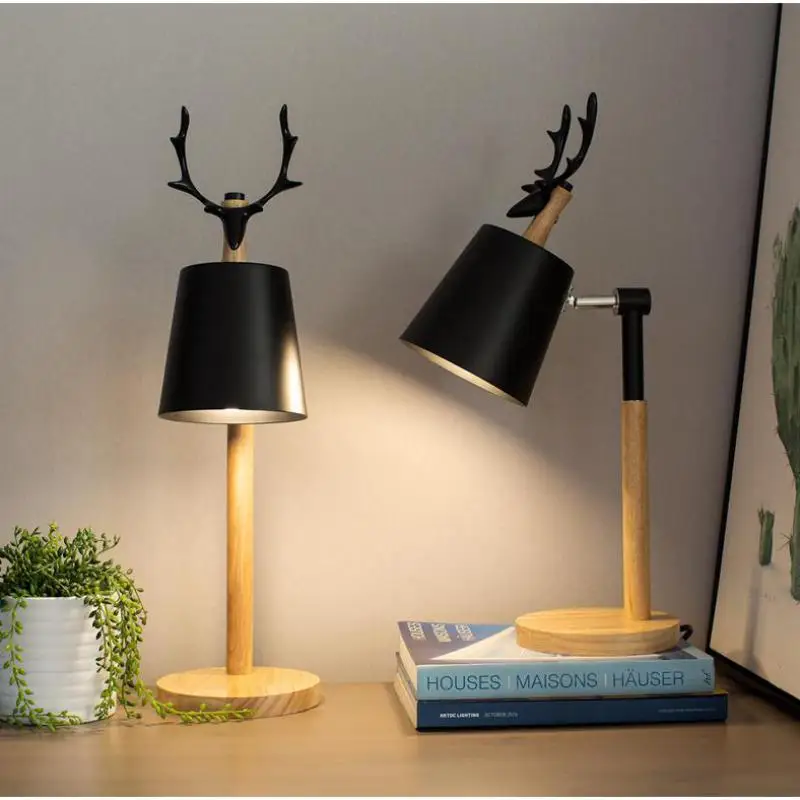 27 скандинавских рогов настольные лампы для спальни прикроватные деревянные