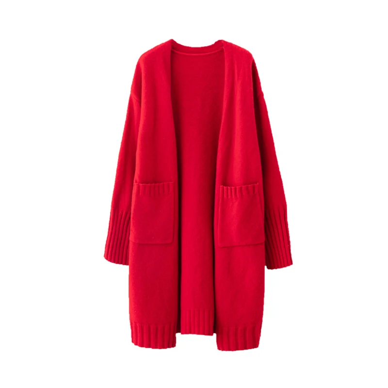 

Autumn Winter 2020 New Korean version Loose Casual Long knitted Sweater Thickened Cardigan Jacket Female Knitted Sweater 131B