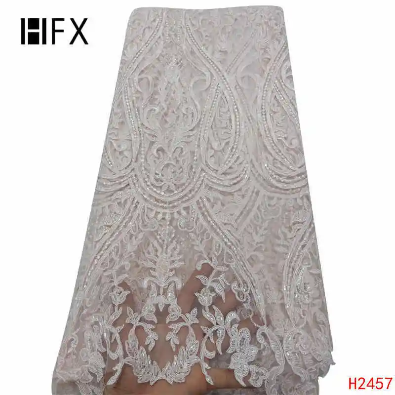 HFX африканская кружевная ткань роскошное вышитое бисером платье ручной работы