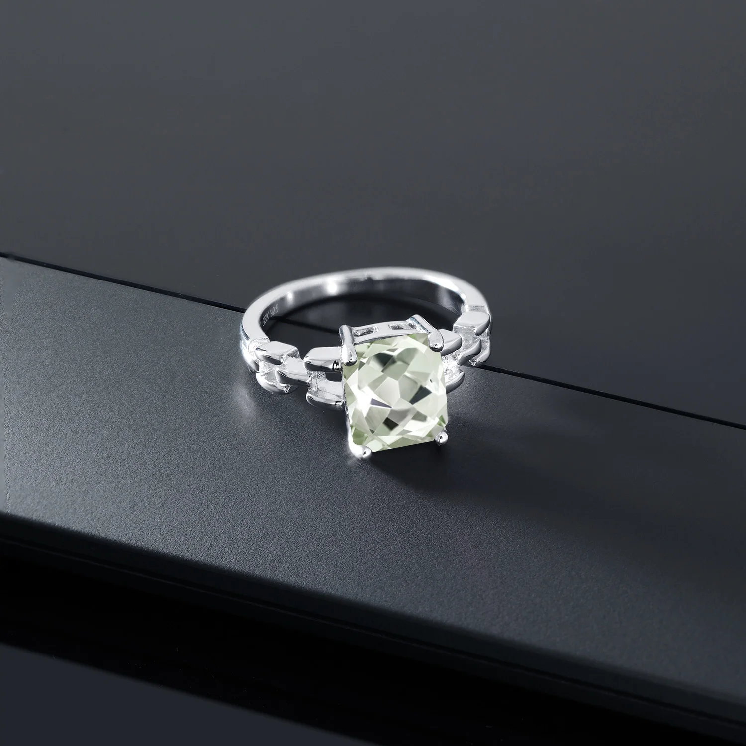 GemStoneKing 2 59 Ct подушка натуральный зеленый прасиолит драгоценный камень кольца