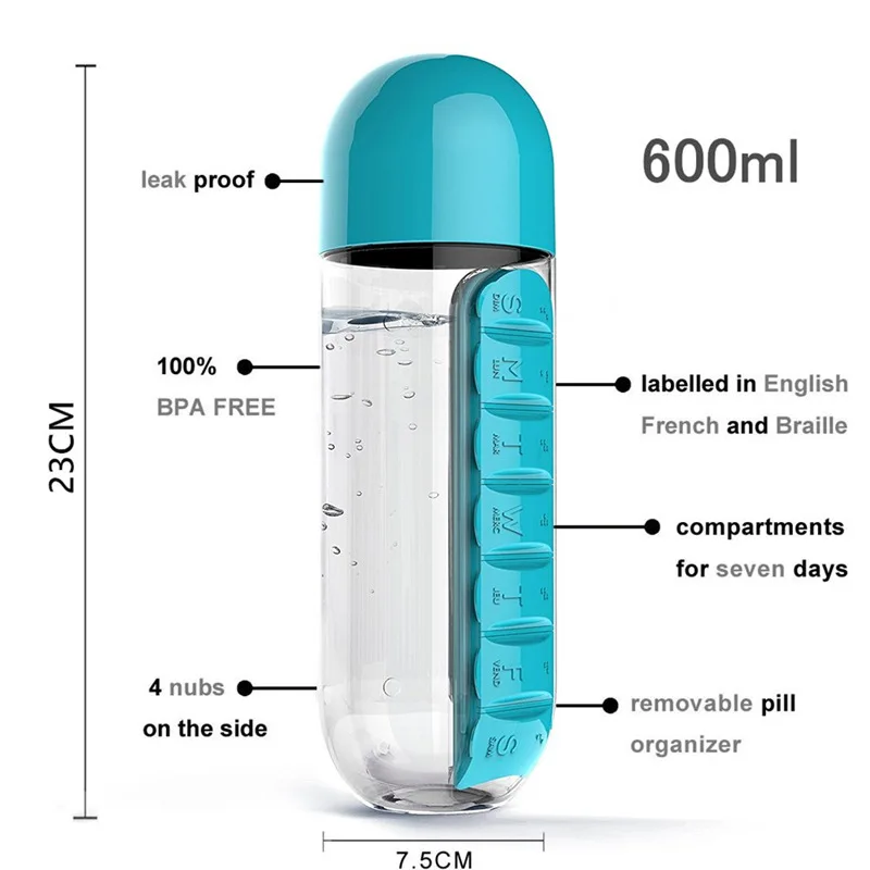 600 мл пластиковые бутылки для воды BPA бесплатная Спортивная наружная бутылка