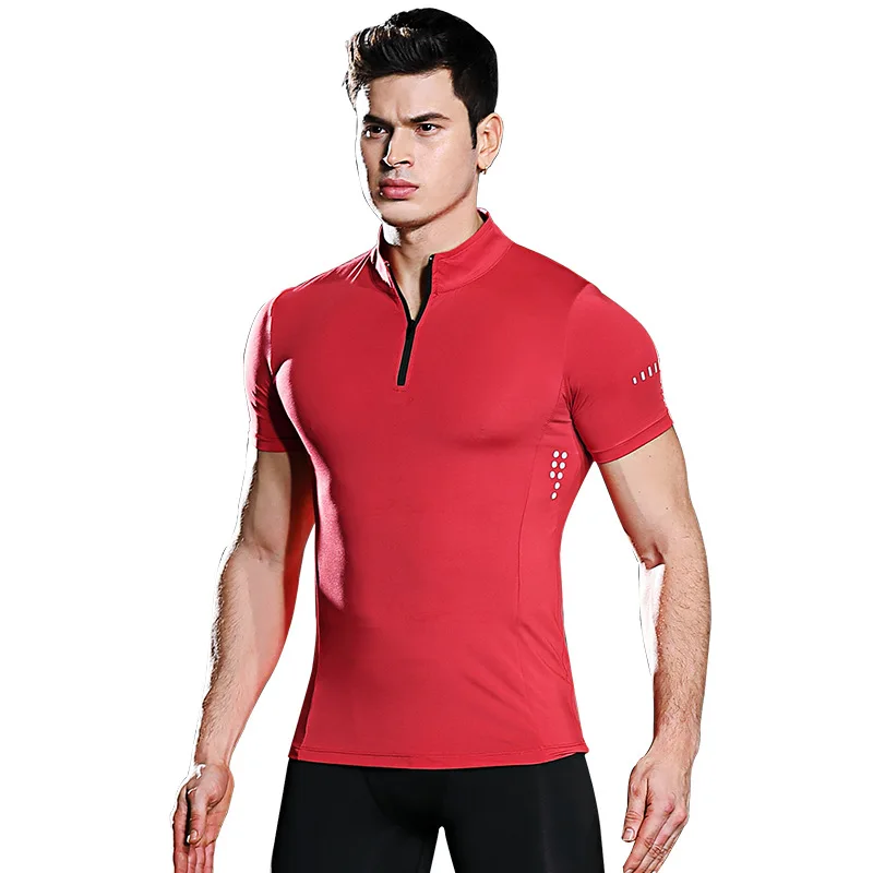 

New fitness wear men's fast dry short sleeve sports T shirt fast dry sweat running POLO shirt summer clothing