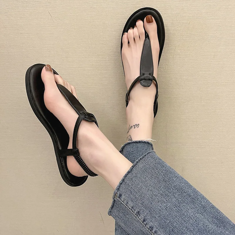 

Flat Sandal Shoe Summer Heels Suit Female Beige 2021 Women's Without Girls Black Beach New Fashion Comfort Back Strap Rome Basic