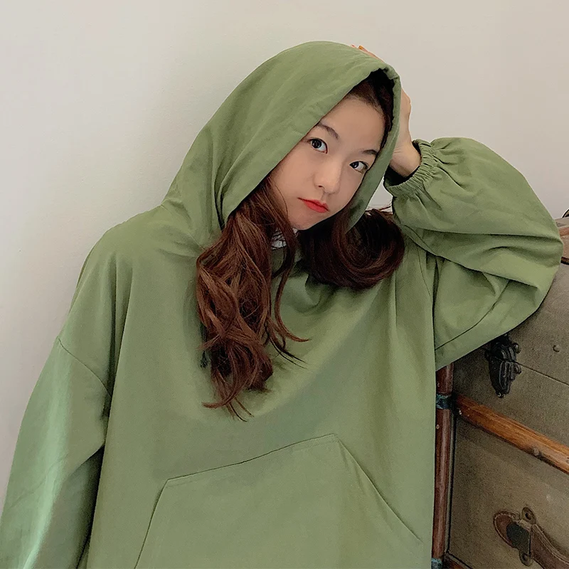 

New Spring and Autumn Female Slim Hat Guard Loose Mid-long Outerwear