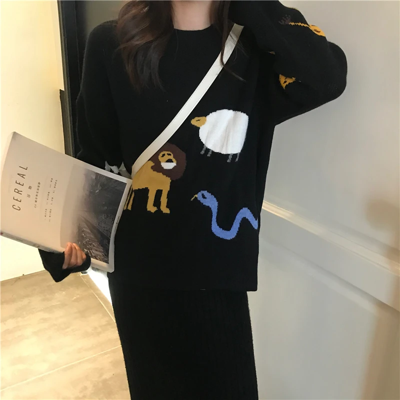 2 colors 2019 autumn and winter new arrival korean style o neck zoo warm knitted sweaters womens pullovers (B8660) | Женская одежда