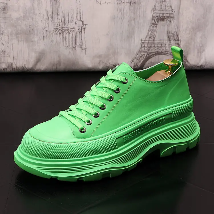 

ERRFC Mens Yellow Fashion Casual Shoes Round Toe Thick Bottom Platform Leisure Zapatos Round Toe Youth Man Trending Street Show