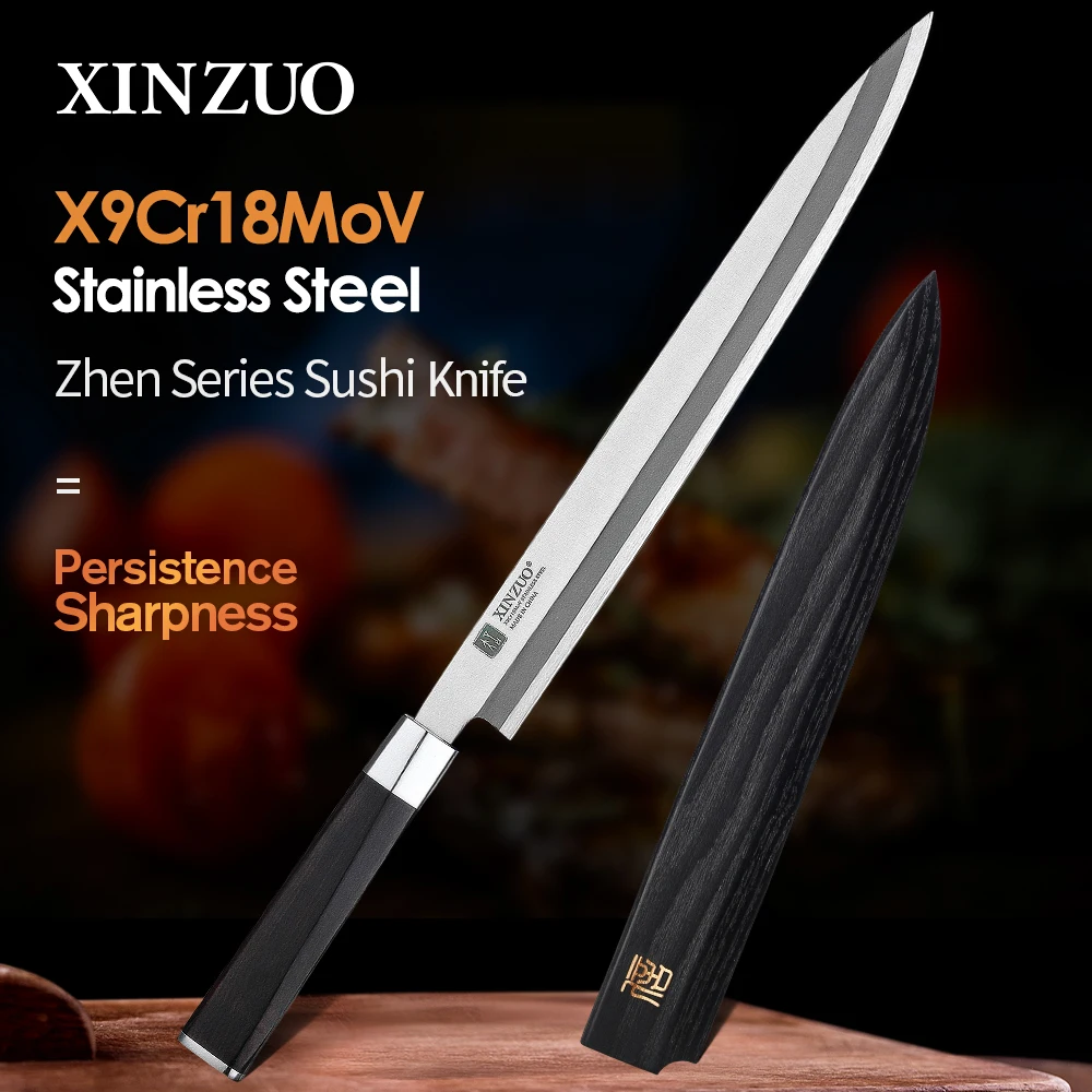 

XINZUO 240/300mm Sushi Knife X9Cr18MoV Stainless Steel Pro Yanagiba Raw Fish Fillet Cuisine Kitchen Knives with Ebony Handle